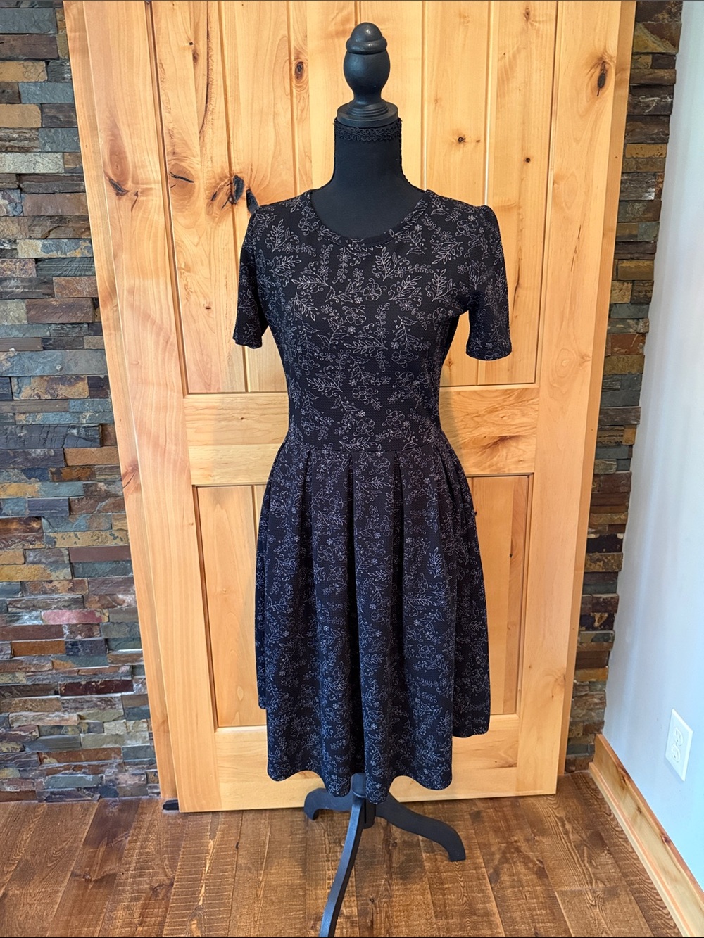 LuLaRoe Black Floral Fit & Flare Dress